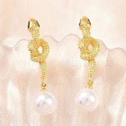 Snake Brass Micro Pave Cubic Zirconia Stud Earrings&nbsp;EJEW-K249-13G