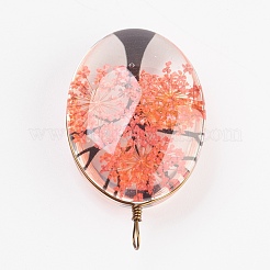 Glass Dried Flower Big Pendants&nbsp;GLAA-K018-A01