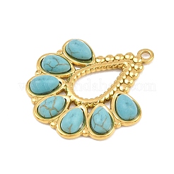 Bohemian Style 304 Stainless Steel with Dyed Synthetic Turquoise Pendants&nbsp;STAS-G381-01G