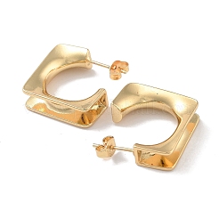 Brass Twist Rectangle Stud Earrings&nbsp;EJEW-M239-06G
