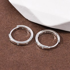 925 Sterling Silver Micro Pave Clear Cubic Zirconia Hoop Earrings&nbsp;EJEW-K317-04P