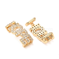 Brass Micro Pave Clear Cubic Zirconia Word HOPE Links Connector Charms&nbsp;KK-K002-32G-G