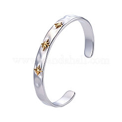 Elegant 8-Pointed Star Hammered 304 Stainless Steel C-Shaped Open Cuff Bangles for Women&nbsp;KC7049