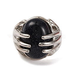Oval Synthetic Blue Goldstone Finger Ring&nbsp;G-Q184-06H-P