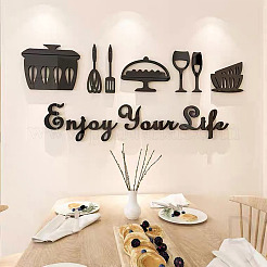 2Set 7Pcs 3D Tableware Theme Acrylic Self-adhesion Mirror Wall Stickers&nbsp;DIY-EL0001-02