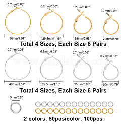 48 Pairs 4 Style Iron Hoop Earring Findings&nbsp;IFIN-CA0001-56