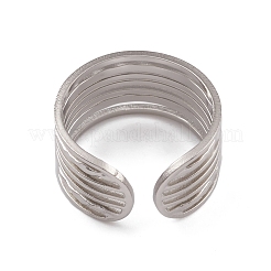 Non-Tarnish 304 Stainless Steel Multi Line Open Cuff Rings for Women&nbsp;RJEW-G285-10P