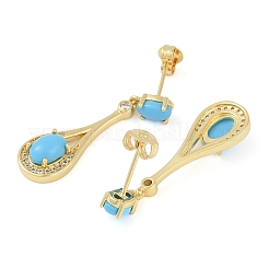 Rack Plating Teardrop Brass Pave Clear Cubic Zirconia Stud Earrings for Women&nbsp;EJEW-Z059-08G
