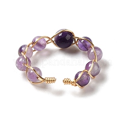 Adjustable Natural Amethyst with Brass Rings&nbsp;G-B075-01G-04