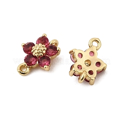Brass Pave Cubic Zirconia Flower Links Connector Charms&nbsp;KK-H089-34G-05