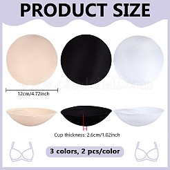 3 Pairs 3 Colors Polyester Round Bra Pads Inserts&nbsp;DIY-BC0016-72