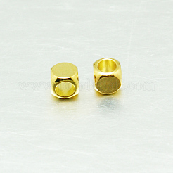 Cube Brass Spacer Beads&nbsp;KK-L015B-01G