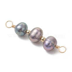 Natural Cultured Freshwater Pearl Potato Beaded Connector Charms&nbsp;PALLOY-JF04929