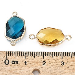 Brass Pave K9 Glass Connector Charms&nbsp;GGLA-Z001-06