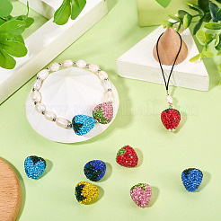 14Pcs 14 Colors Handmade Polymer with Rhinestone Clay Beads&nbsp;CLAY-BT0001-09