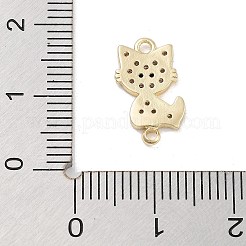 Brass Pave Clear & Black Cubic Zirconia Pet Kitten Connector Charms&nbsp;LS-KK-Z061-01G-01