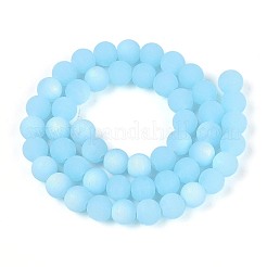 Frosted Imitation Jade Glass Beads Strands&nbsp;GLAA-T032-J8mm-MBB04