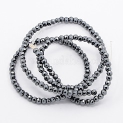 Non-magnetic Synthetic Hematite Faceted Round Beads Strands&nbsp;G-N0014-3mm-24