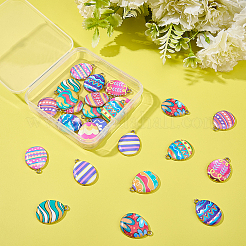28Pcs 14 Colors Printed Alloy Pendants&nbsp;ENAM-BM0001-31