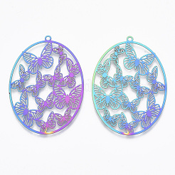 Ion Plating(IP) 201 Stainless Steel Filigree Pendants&nbsp;X-STAS-T057-26