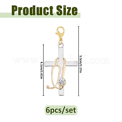 6Pcs Stethoscope Cross Zinc Alloy with Rhinestone Pendant Decorations&nbsp;HJEW-FH00308
