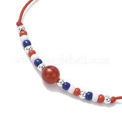 Independence Day Glass Seed Beads Braided Bead Bracelets&nbsp;BJEW-MZ00179-03