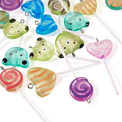 12pcs 3 styles Luminous Transparent Resin Cartoon Big Pendants&nbsp;CRES-TA0001-41