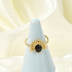 Flower 304 Stainless Steel Enamel Open Cuff Rings for Women&nbsp;RJEW-G338-15G-02
