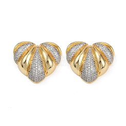 Brass Micro Pave Clear Cubic Zirconia Stud Earrings for Women&nbsp;EJEW-U059-03GP