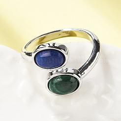 Natural Malachite & Lapis Lazuli Finger Rings&nbsp;RJEW-A068-02P-01
