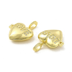 Brass Micro Pave Clear Cubic Zirconia Locket Pendants&nbsp;KK-H441-46LG