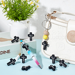 10Pcs Cross with Word Jesus Silicone Beads&nbsp;SIL-OC0001-21