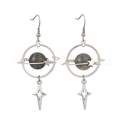 4 Pairs 4 Styles Natural Gemstone & Alloy Pendant Dangle Earrings&nbsp;EJEW-TA00818