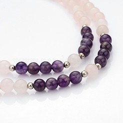 Personalized Dual-use Round Gemstone Beads 4-Layer Stretch Wrap Bracelets/Necklaces&nbsp;BJEW-JB01906-01