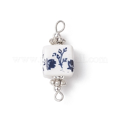 Handmade Flower Printed Porcelain Cube Links&nbsp;PALLOY-JF03965-02