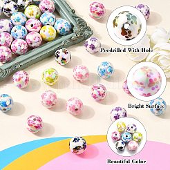 50Pcs AB Color Printed Opaque Acrylic Beads&nbsp;OACR-CJ0002-27