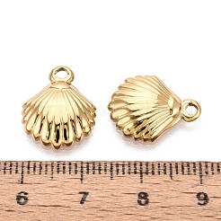 Textured 304 Stainless Steel Shell Shape Pendants&nbsp;STAS-T072-56G