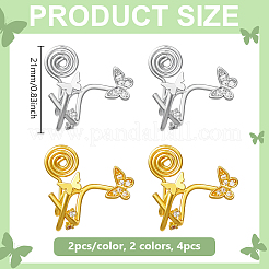 4Pcs 2 Colors Brass Micro Pave Clear Cubic Zirconia Cuff Earrings&nbsp;EJEW-HY0001-26