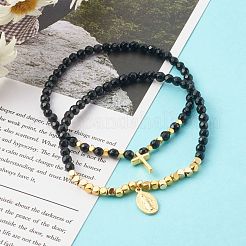 Natural Mixed Gemstone Stretch Charm Bracelets Sets&nbsp;BJEW-JB06252