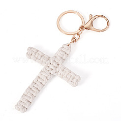 Cotton Cord Cross Keychains&nbsp;AJEW-TAC0031-03C