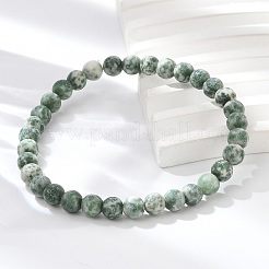 Natural Green Spot Jasper Bead Stretch Bracelets&nbsp;BJEW-K212-A-017