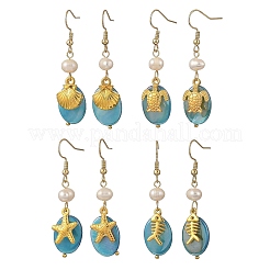 Ocean 304 Stainless Steel with AB Color Freshwater Shell Dangle Earrings&nbsp;EJEW-JE07382