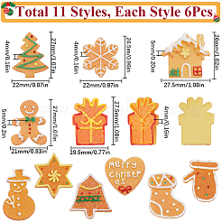 66pcs 11 styles Christmas Theme Resin Decoden Cabochons&nbsp;RESI-SC0005-59