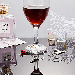 Brass Wine Glass Charm Rings&nbsp;KK-PH0035-83