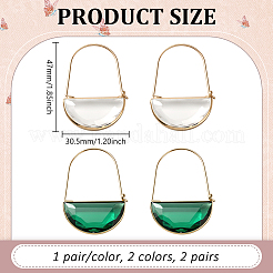 2 Pairs 2 Colors Brass Glass Hoop Earrings&nbsp;EJEW-GO0003-30B