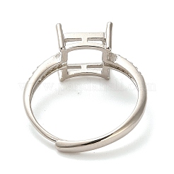 Square Brass Micro Pave Clear Cubic Zirconia Adjustable Ring Components&nbsp;KK-NH0001-20P