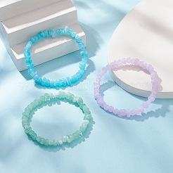 3Pcs 3 Color Acrylic Chips Beaded Stretch Bracelets Set&nbsp;BJEW-JB09387