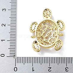 Rack Plating Brass Clear Cubic Zirconia Turtle Connector Charms&nbsp;KK-A234-054G
