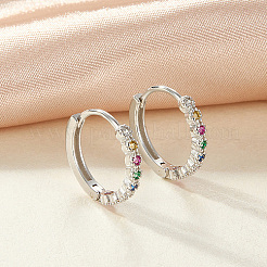 Anti-Tarnish Rhodium Plated 925 Sterling Silver Micro Pave Colorful Cubic Zirconia Hoop Earrings&nbsp;IY5335-2