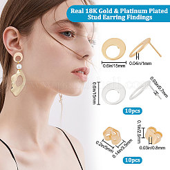 20Pcs 2 Color Brass Stud Earring Findings&nbsp;KK-BBC0004-35